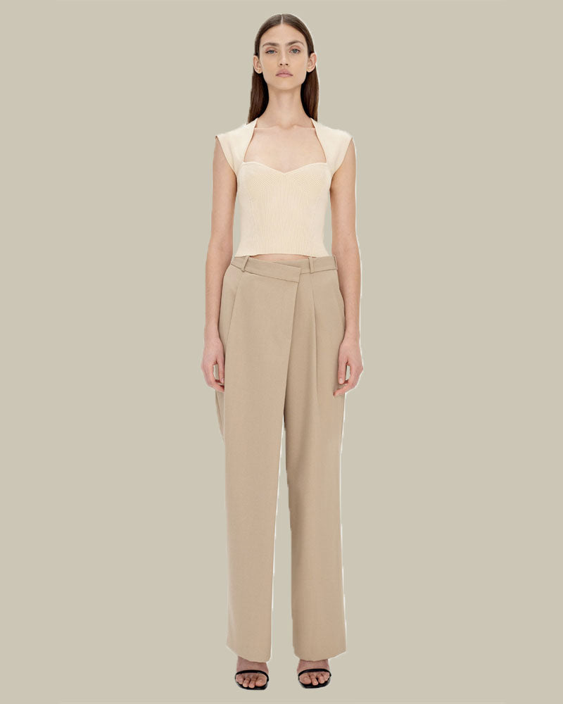 Abia Rib Knit T Shirt Almond