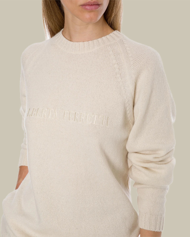 Ivory Logo Cashmere Sweater