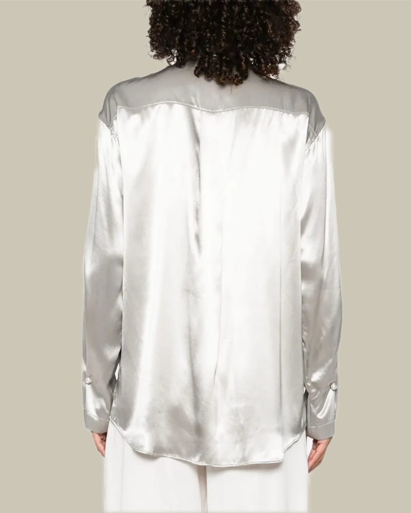 Ice Glossy Satin Knot Tie Shirt