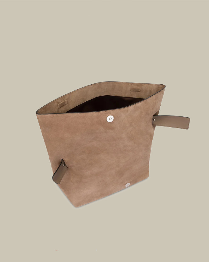 Beige Calf Suede Clutch