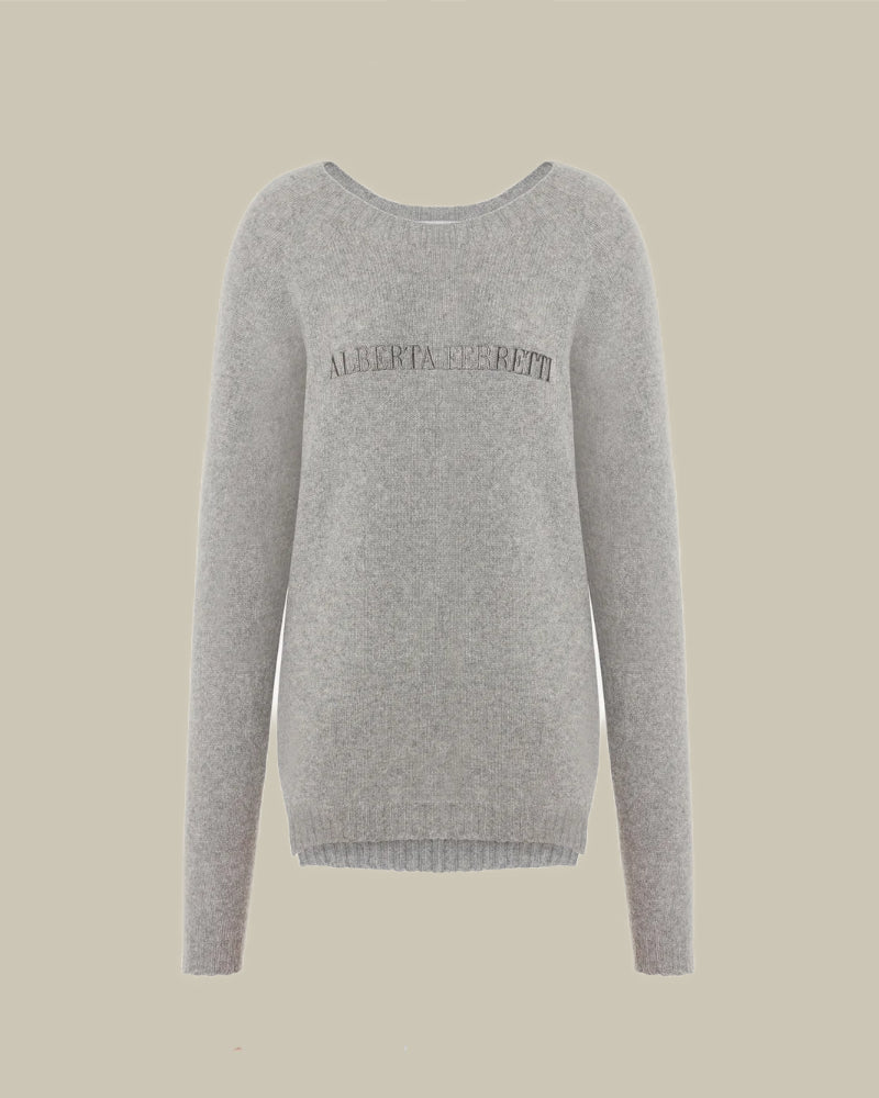 Grey Logo Cashmere Sweater