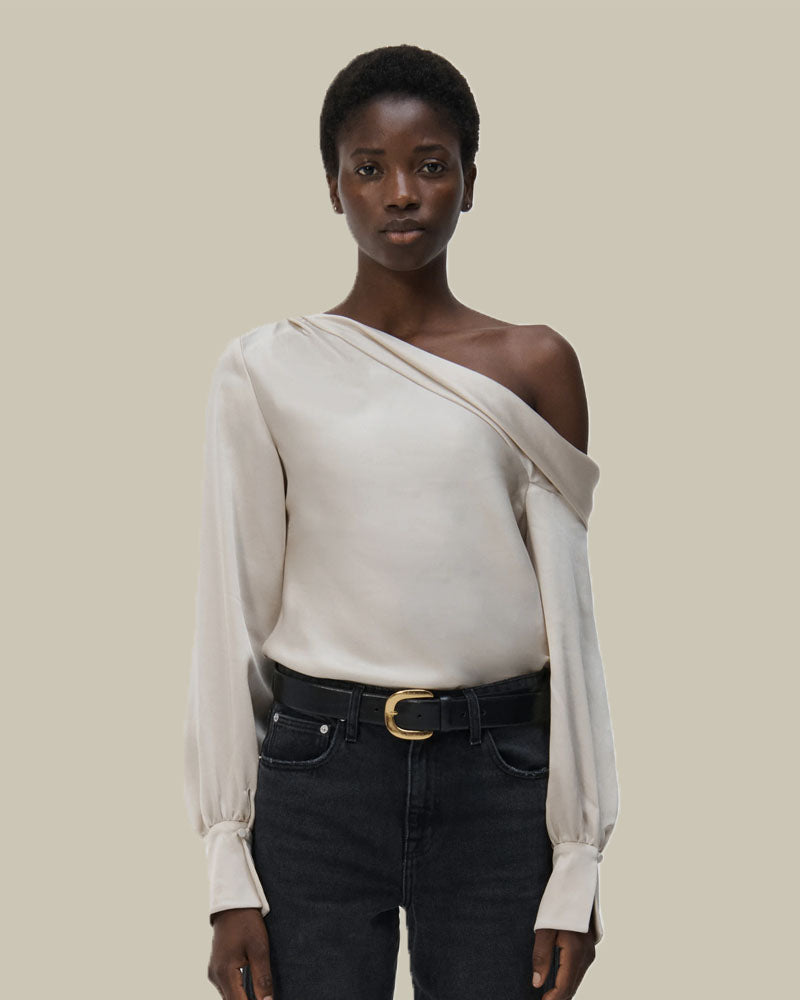 Alice One Shoulder Top Champagne