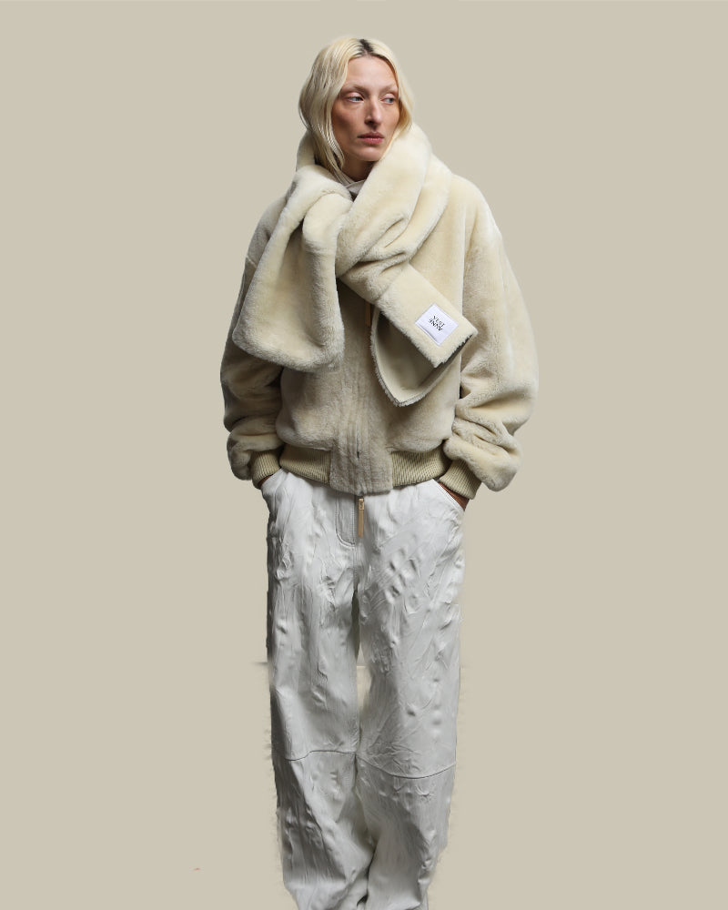 Anne Vest Cream Fur Lined Reversible Bomber | MAISON 49