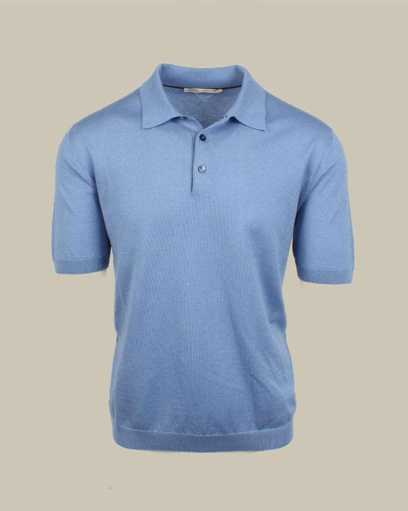 Light Blue Cotton & Silk Polo Shirt