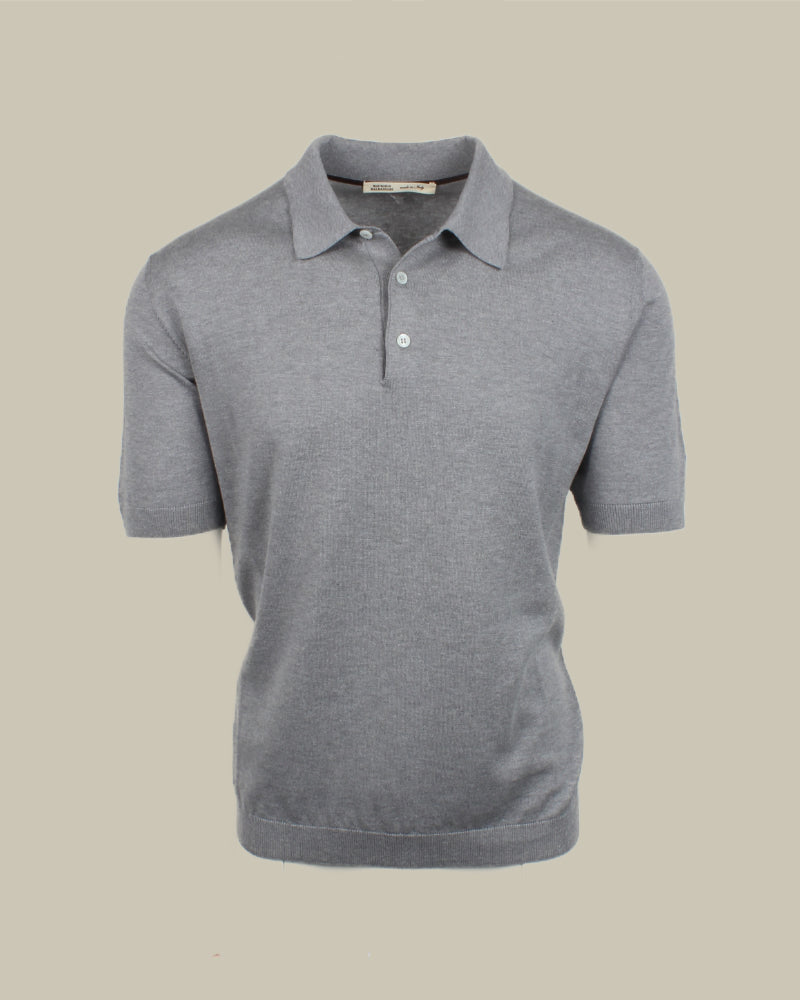 Light Grey Cotton & Silk Polo Shirt