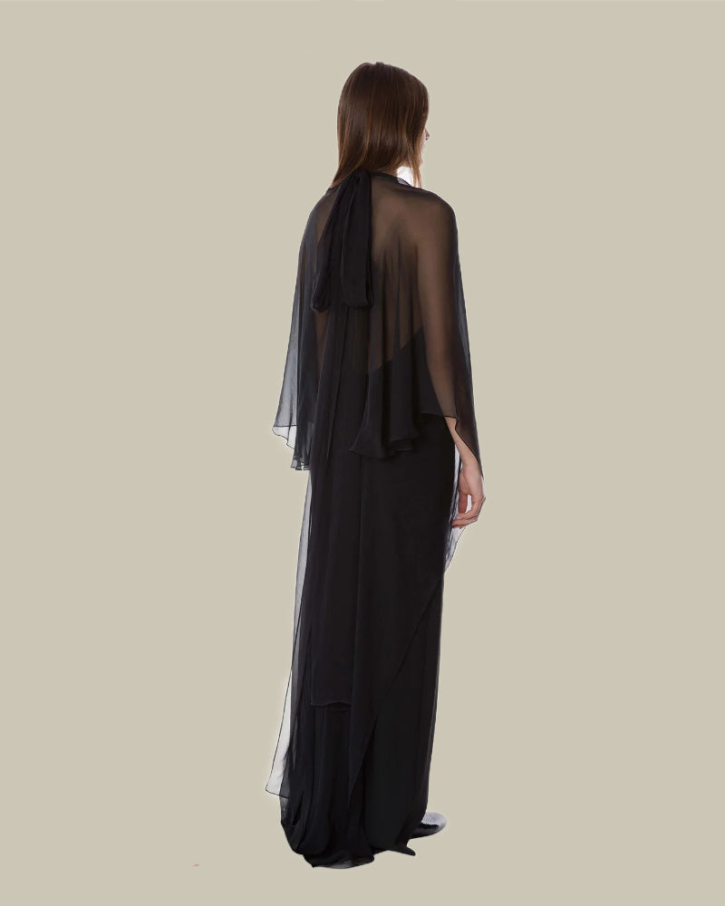 Black Sheer Stretch Cady Dress