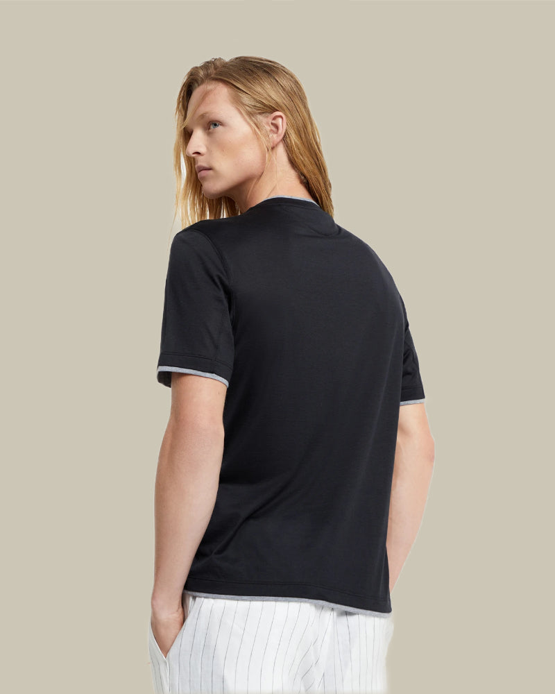 Black Tipping Cotton T Shirt