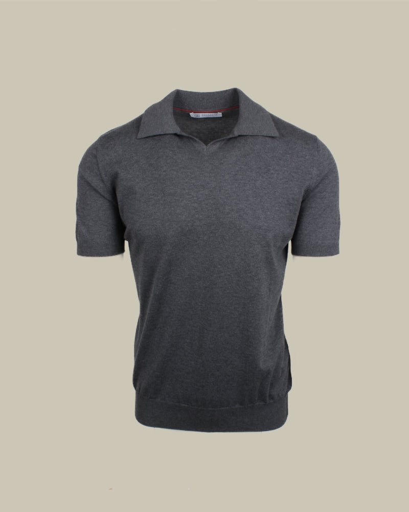 Charcoal Superfine Cotton Skipper Polo