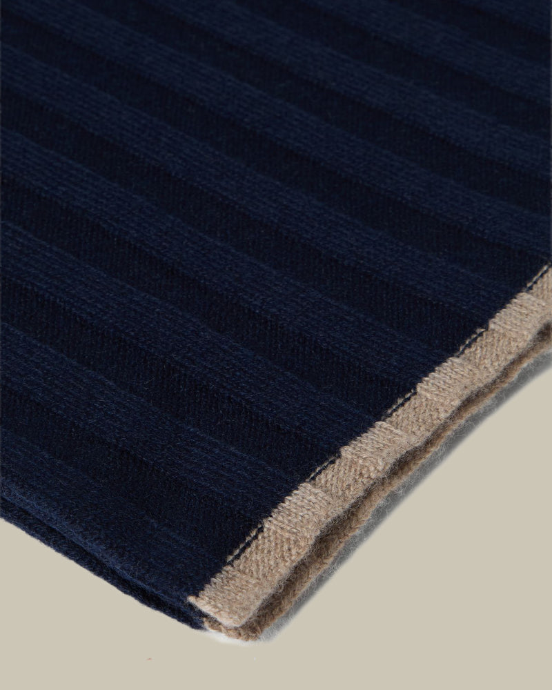 Navy Pure Cashmere Cable Knit Scarf
