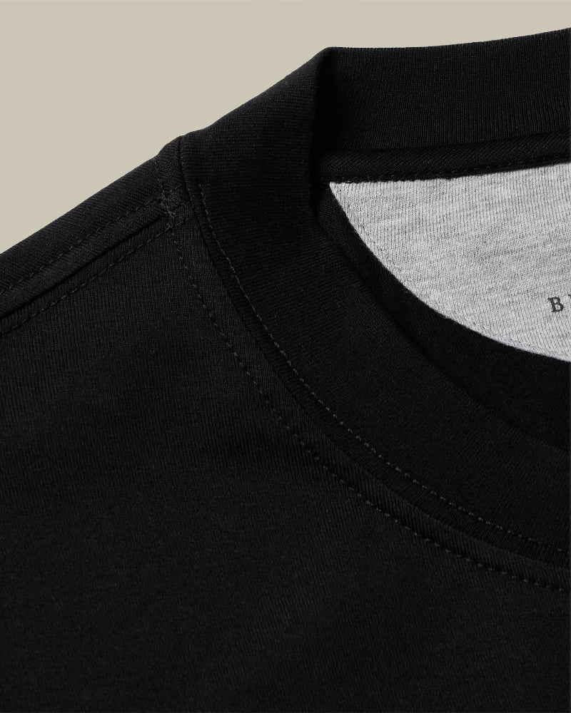 Black Cotton Jersey Crew Neck T-Shirt
