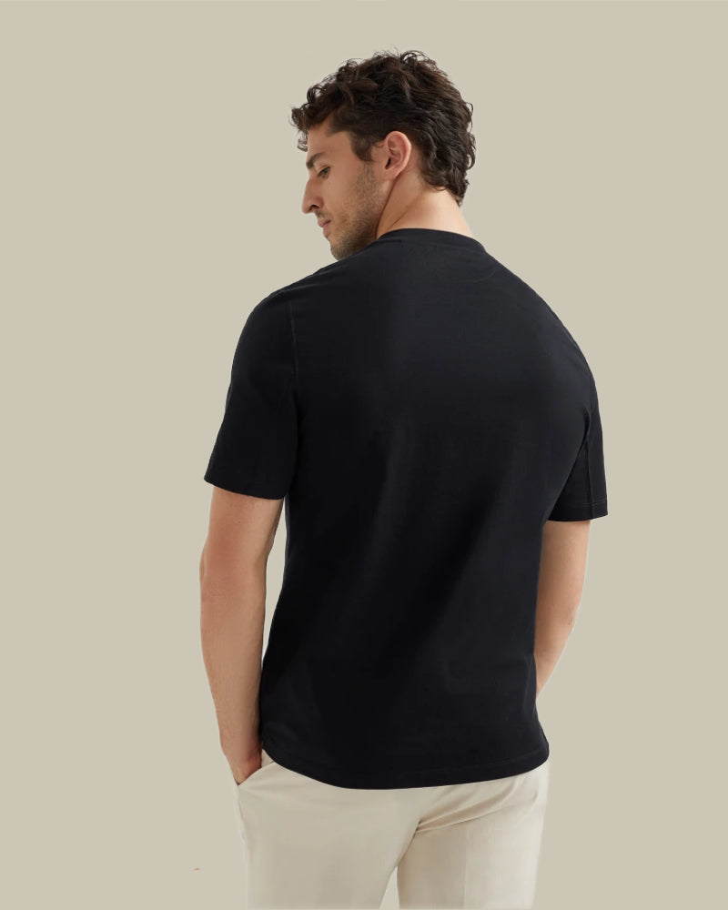 Black Cotton Jersey Crew Neck T-Shirt