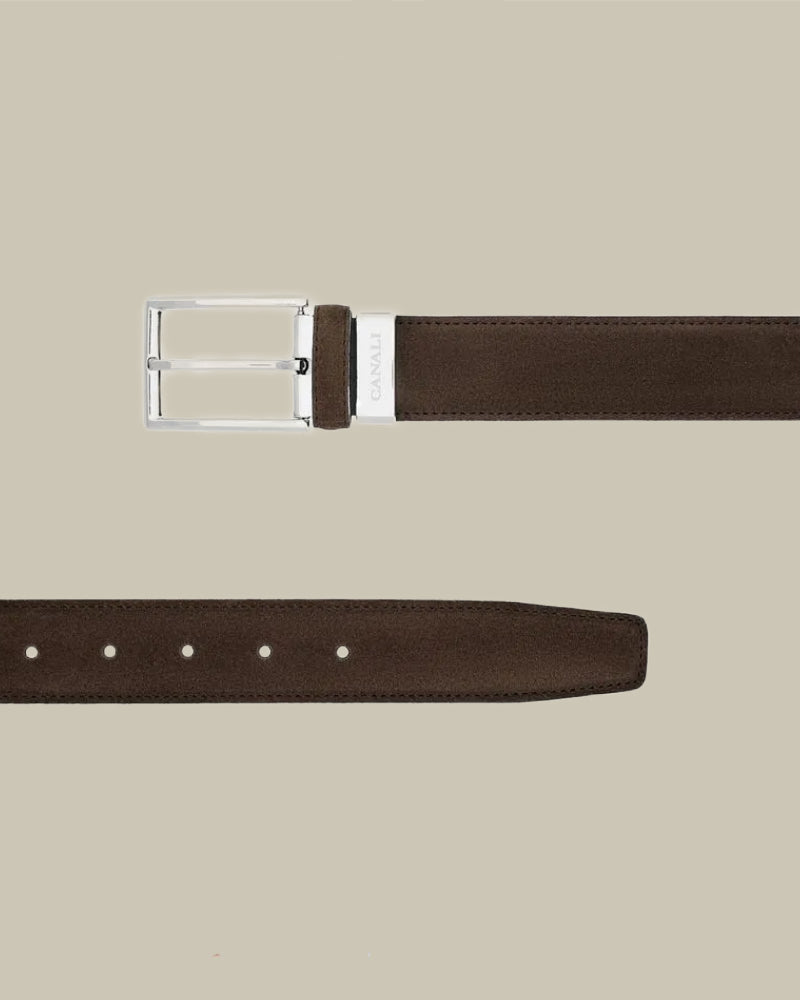 Dark Brown Suede Calfskin Belt