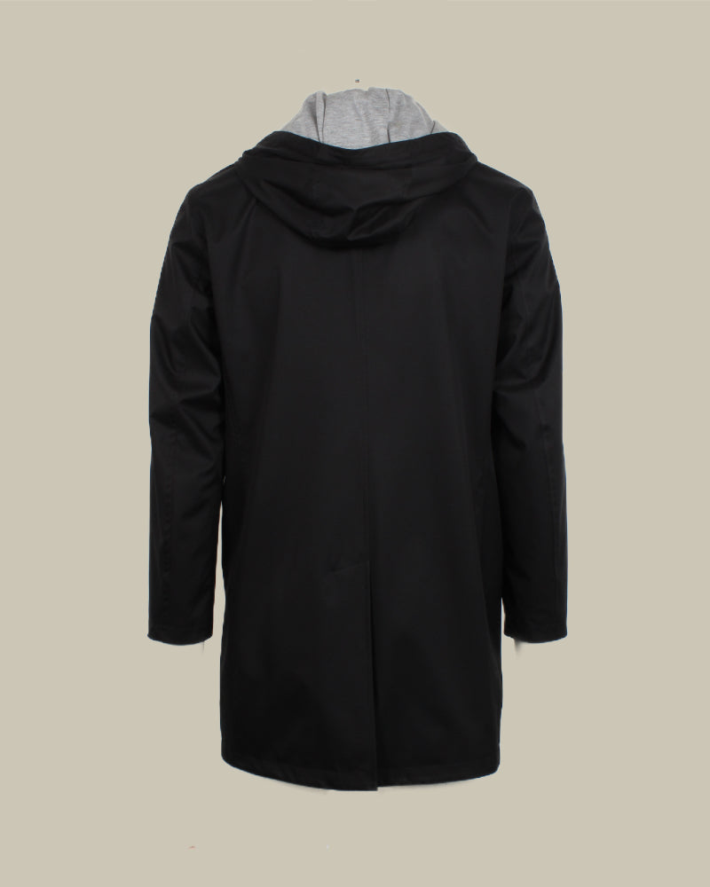 Black Raincoat With Detach Hood