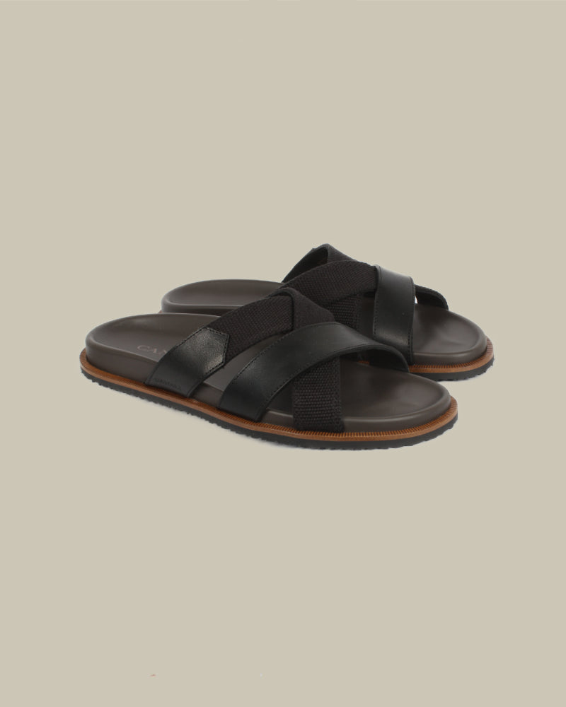 Black/Brown Leather Sandal