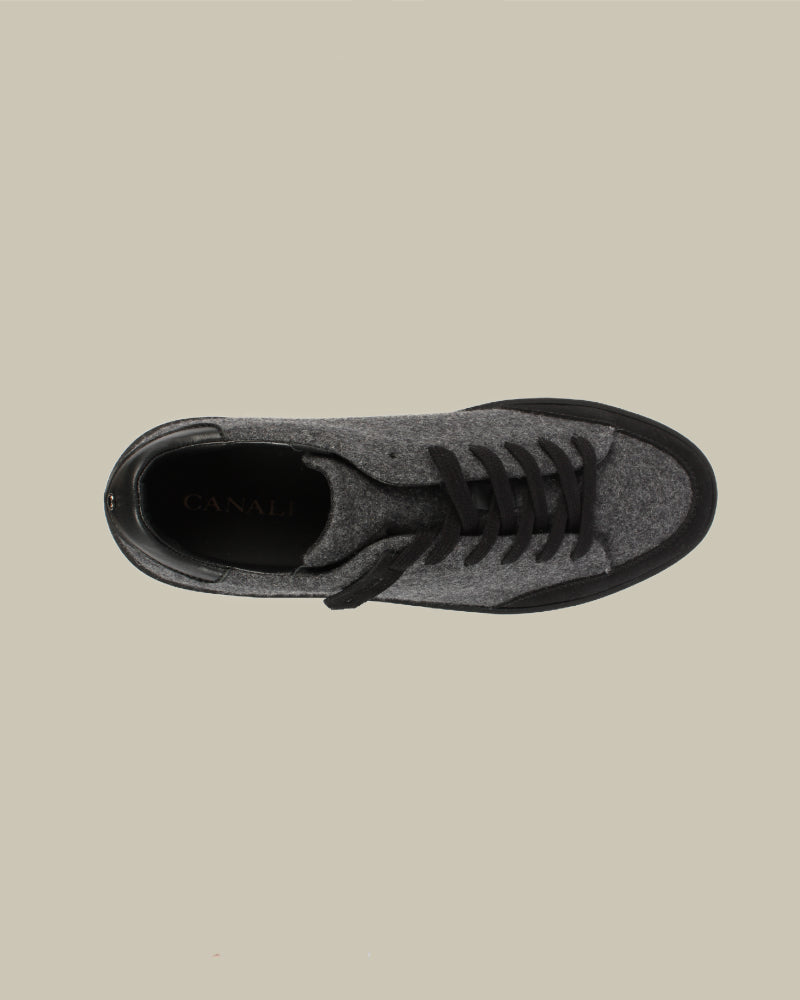 Grey & Black Wool Flannel Sneaker