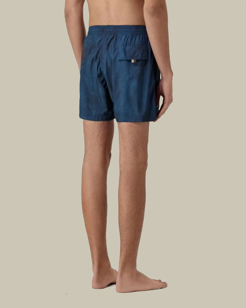 Navy Woven Effect Swim Shorts