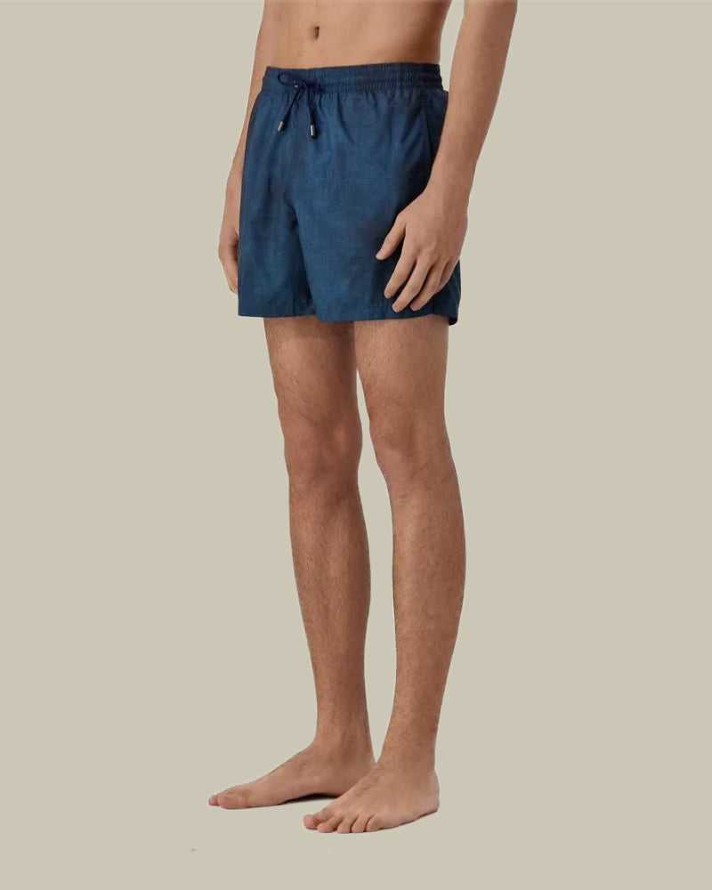 Navy Woven Effect Swim Shorts