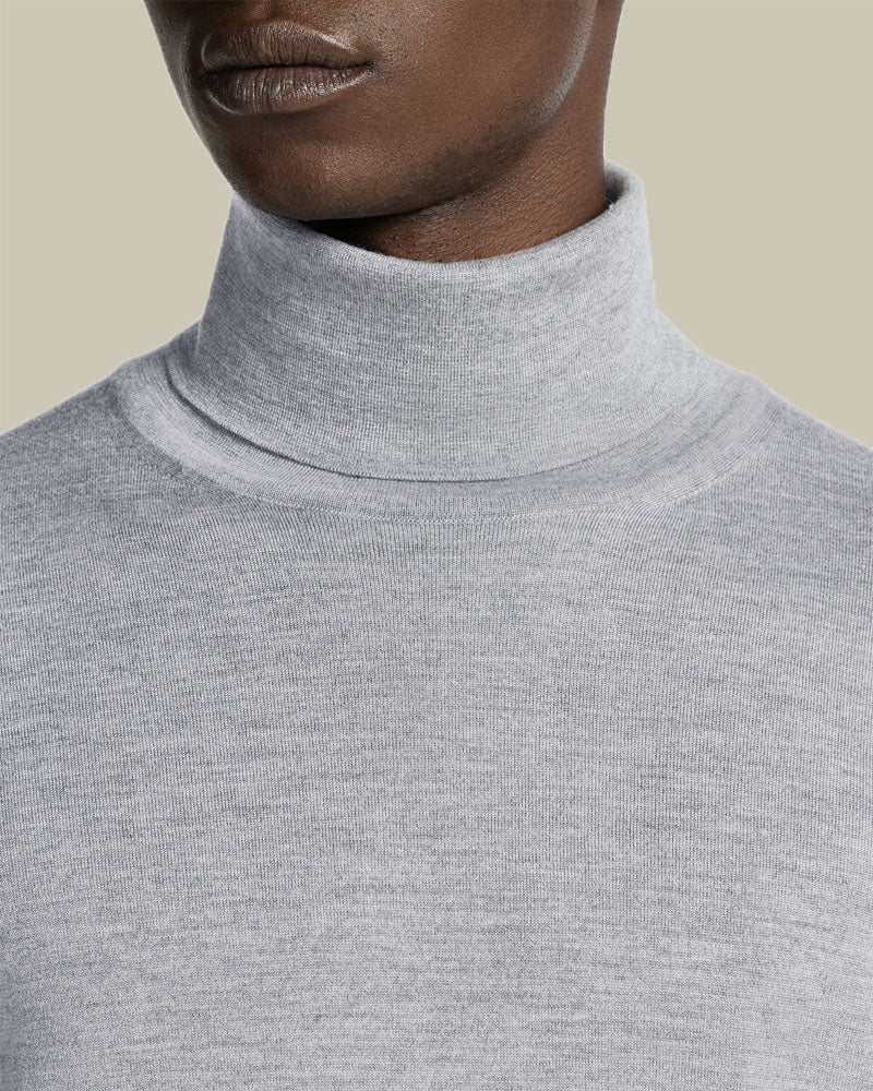 Grey Melange Cashseta Roll Neck