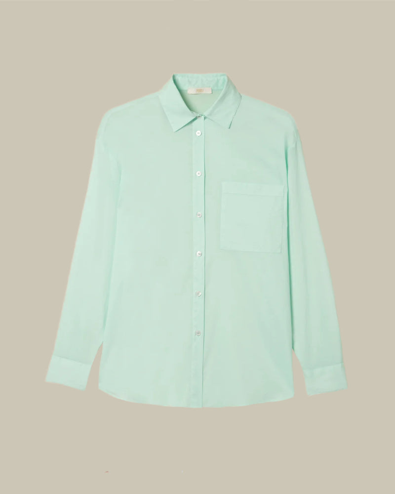 Palmaria Turquoise Cotton Voile Dusty Shirt