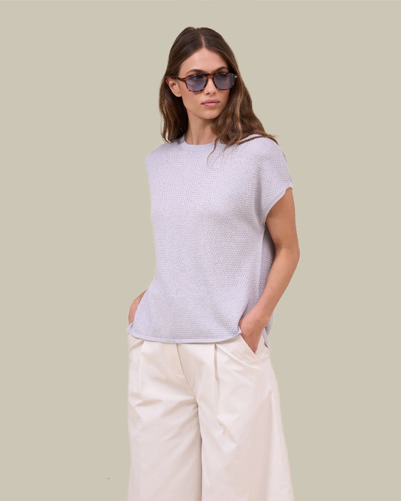 Talassa Lunar Ice Grey Cotton Blend Top