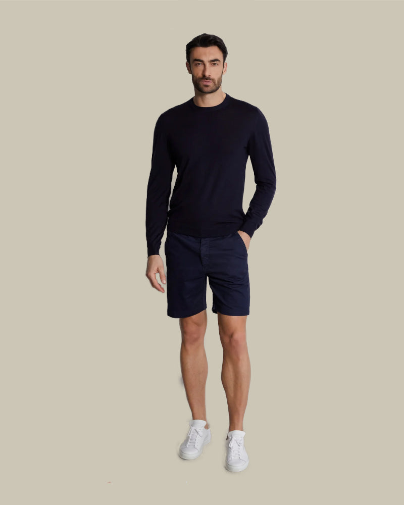 Navy Soft Drill Cotton Bermuda Shorts