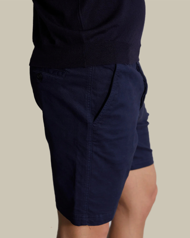 Navy Soft Drill Cotton Bermuda Shorts