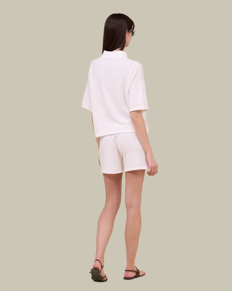 Moire White Cotton Breeze Shorts