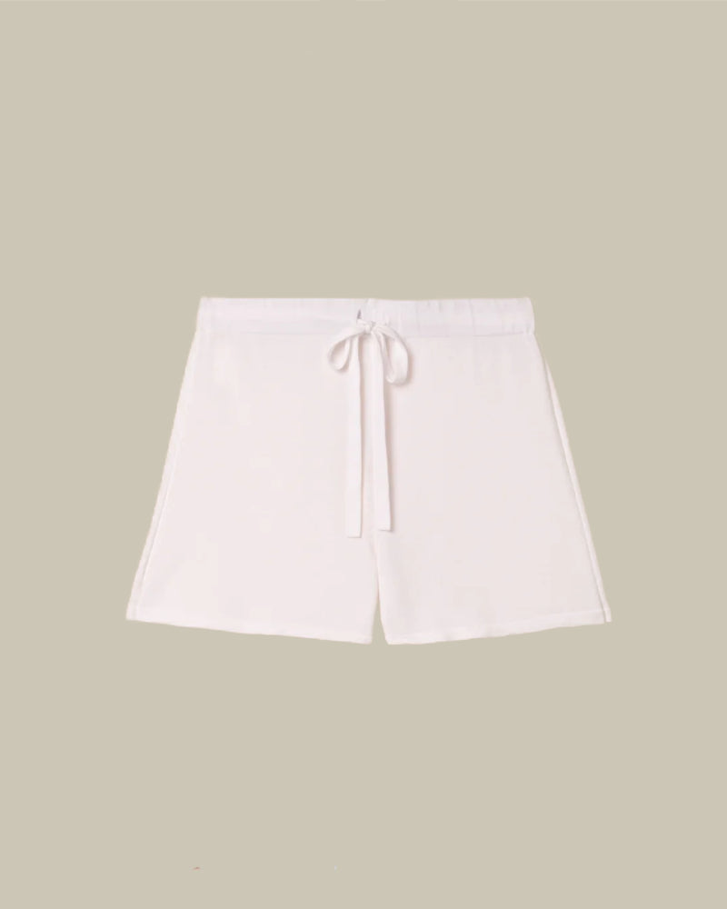 Moire White Cotton Breeze Shorts