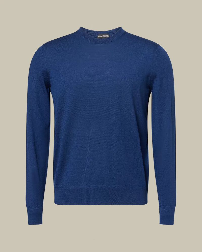 Electric Blue Fluid Silk Crew Neck