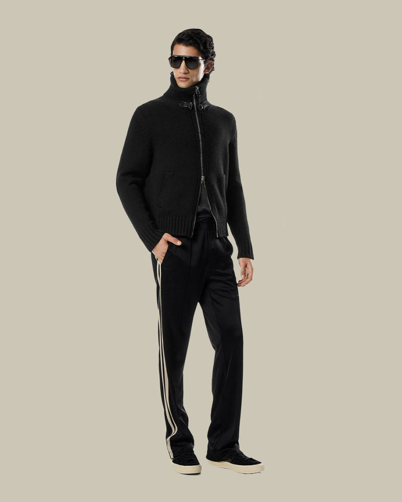 Merino Wool Cable Knit Zip Through