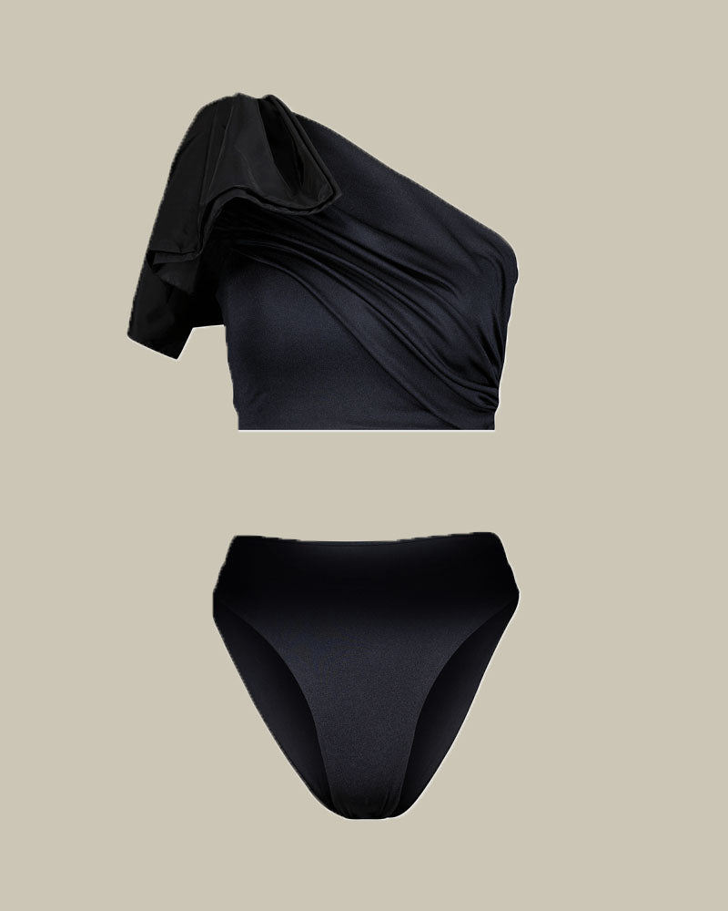 Black Rouched Shoulder Bikini