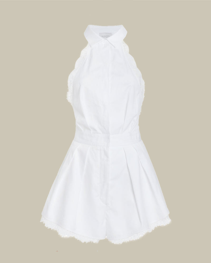 White Lace Detailed Playsuit