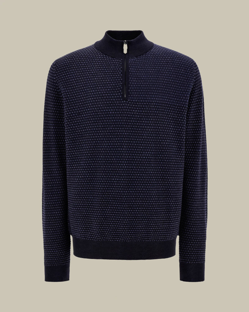 Navy 3D Knit Half Zip