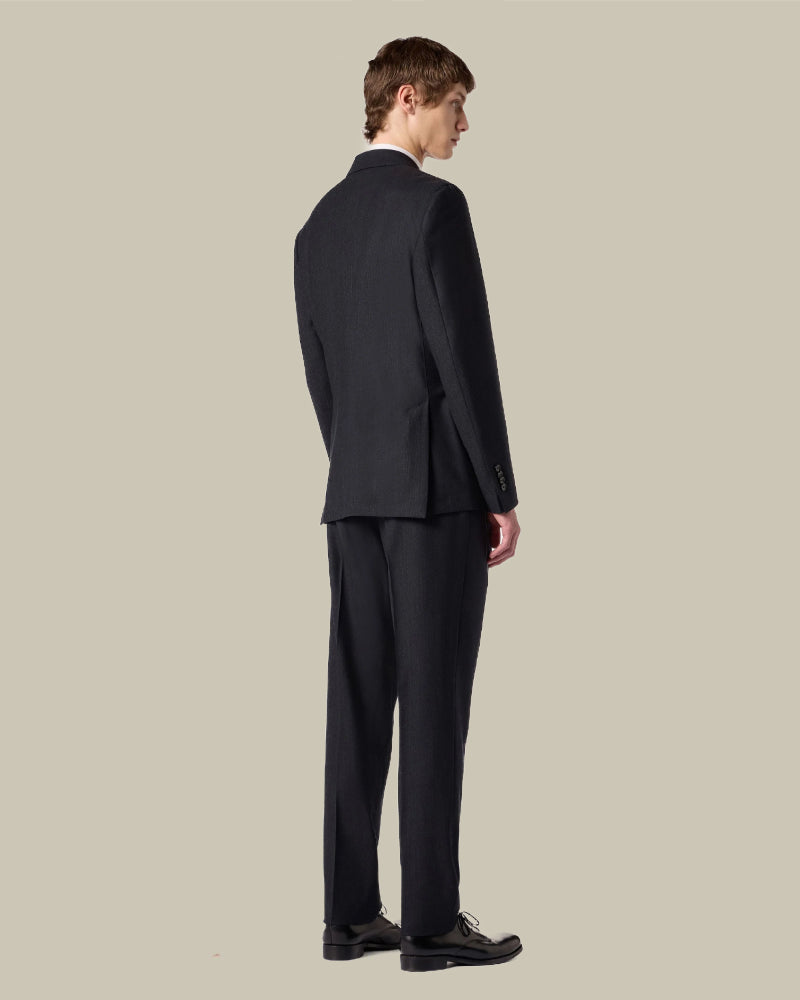 Charcoal Peak Lapel Pinstripe Suit