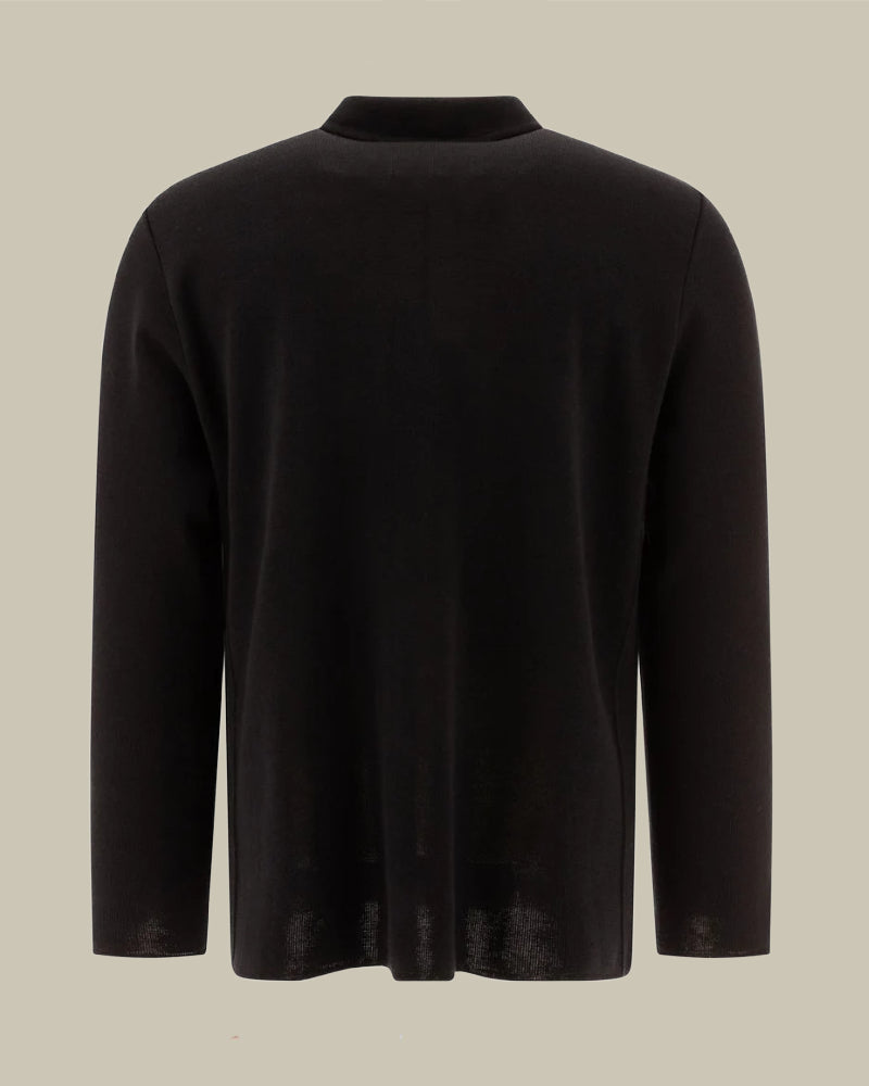 Virgin Wool Knitted Overshirt Black