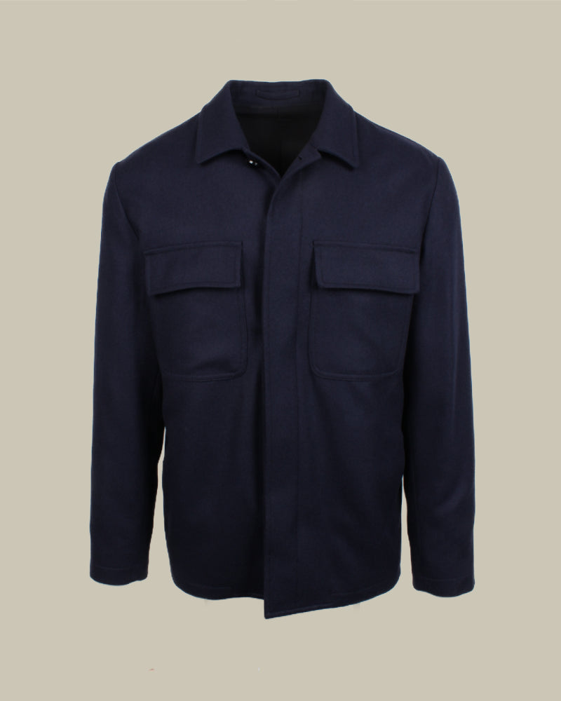 Navy Cashmere Blend Overshirt