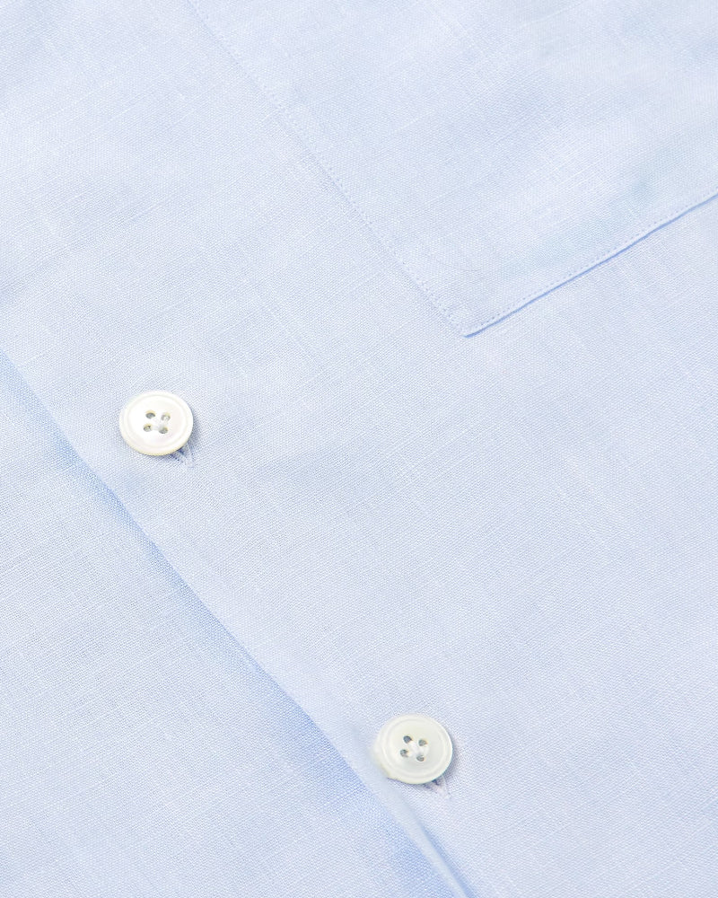Sky Blue Short Sleeve Linen Shirt