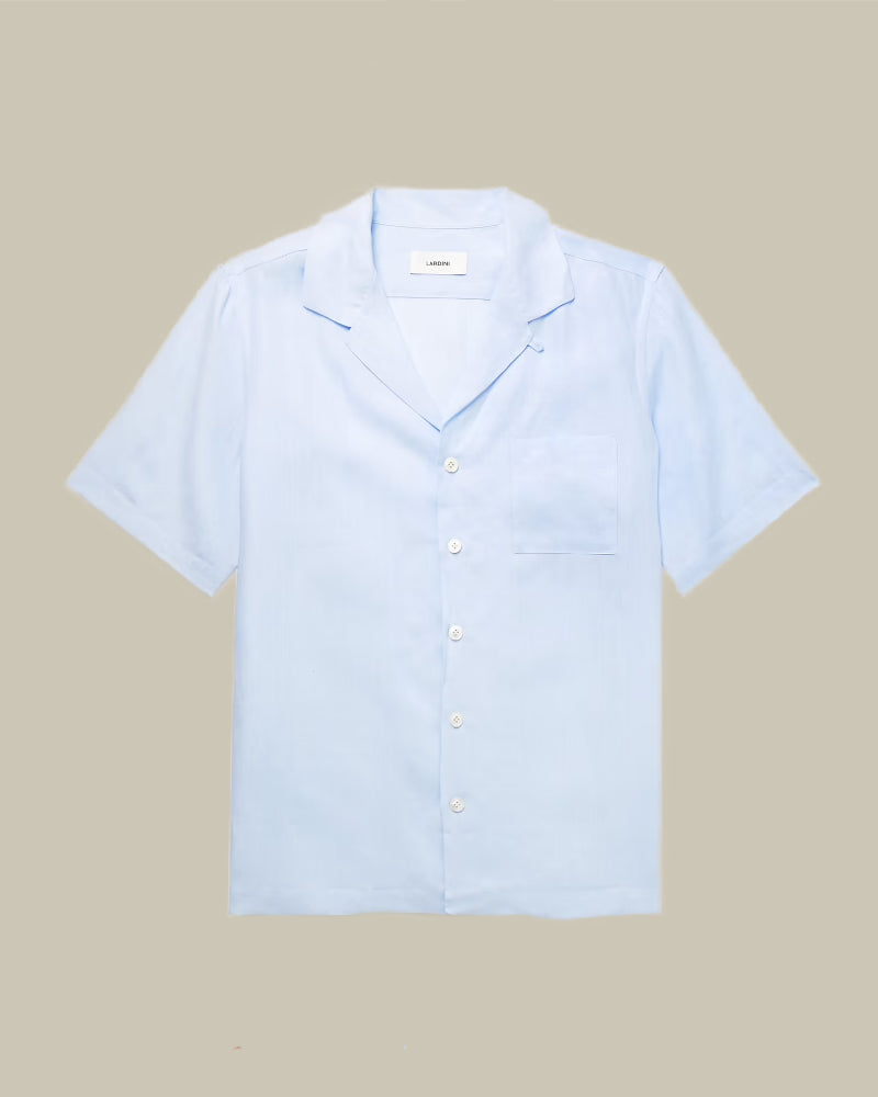 Sky Blue Short Sleeve Linen Shirt