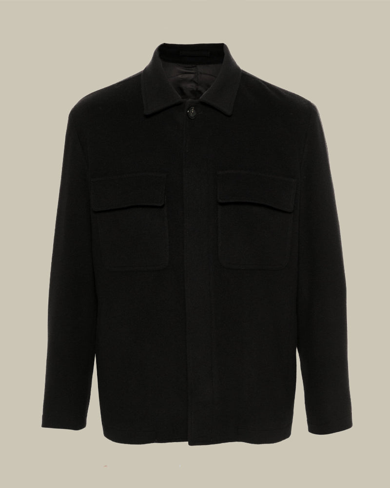 Black Cashmere Blend Overshirt