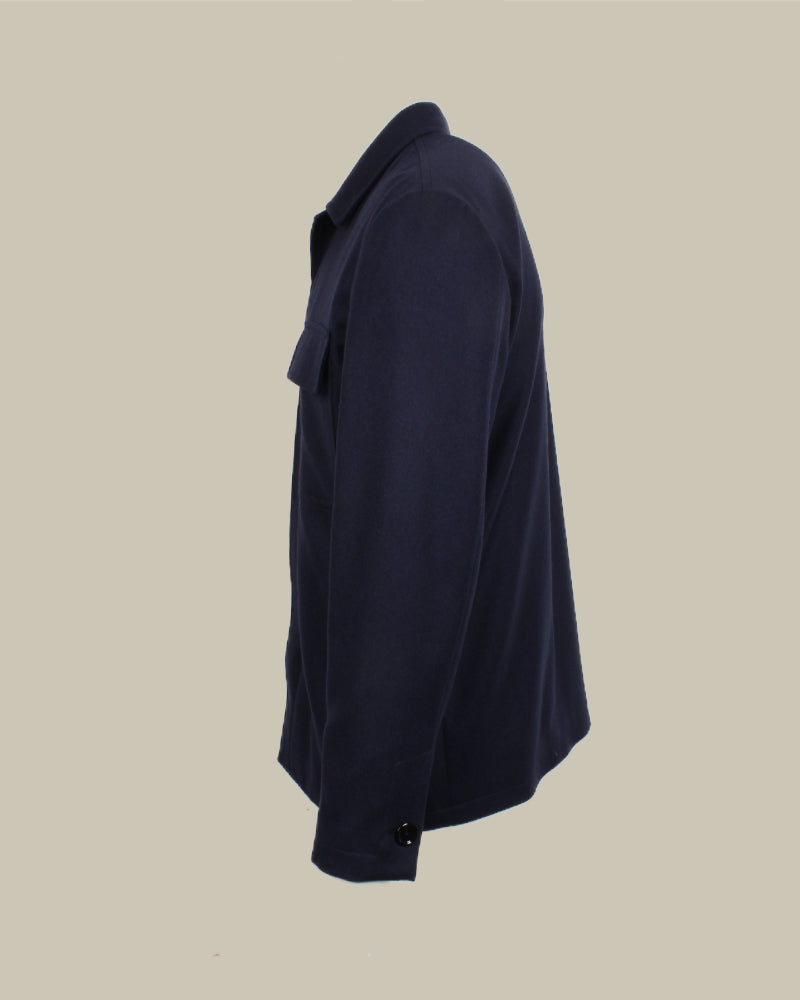 Navy Cashmere Blend Overshirt