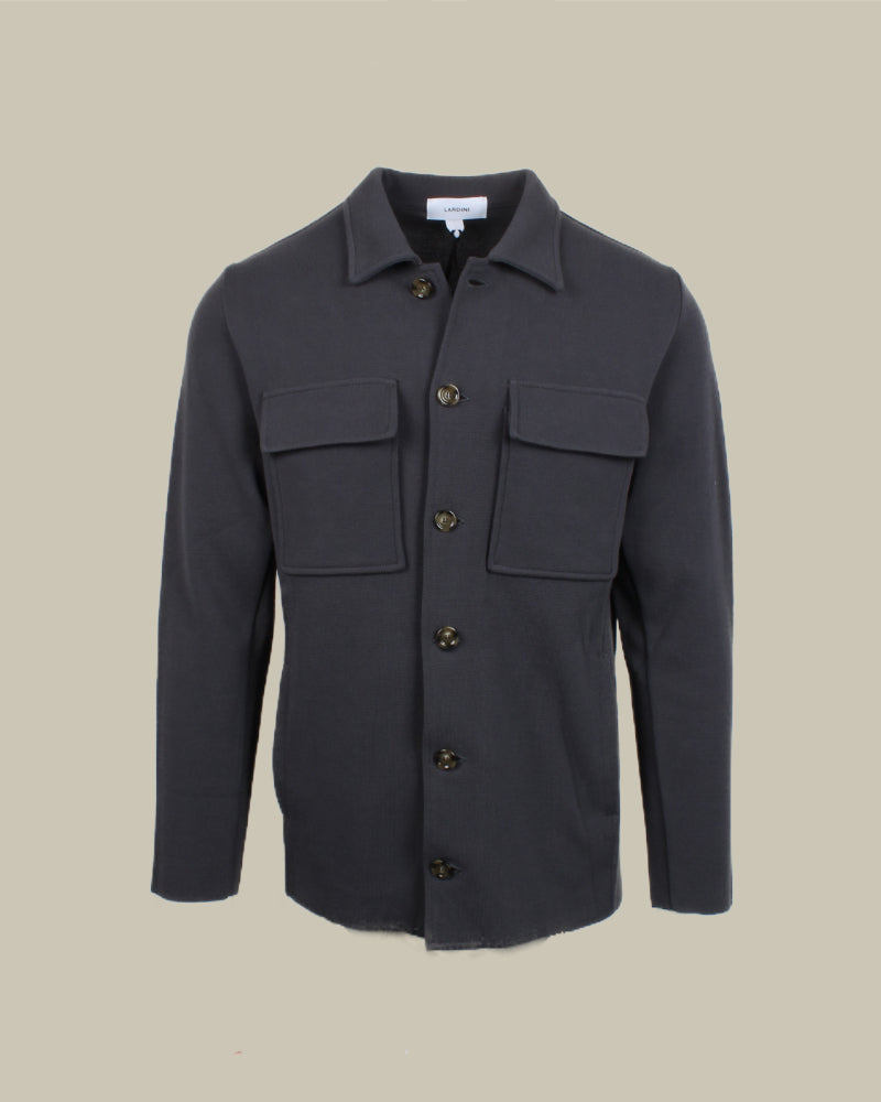 Grey Knitted Cotton Overshirt