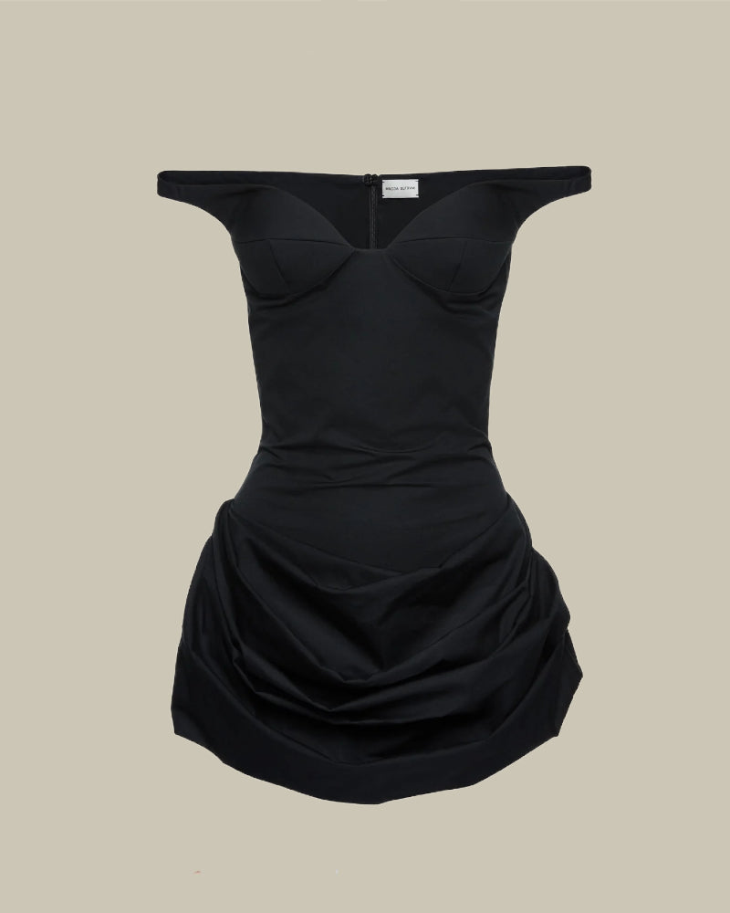 magda butrym draped cotton mini dress Magda Butrym Appliqud Layered Draped Stretch-jersey Mini Dress - Women - Black Dresses