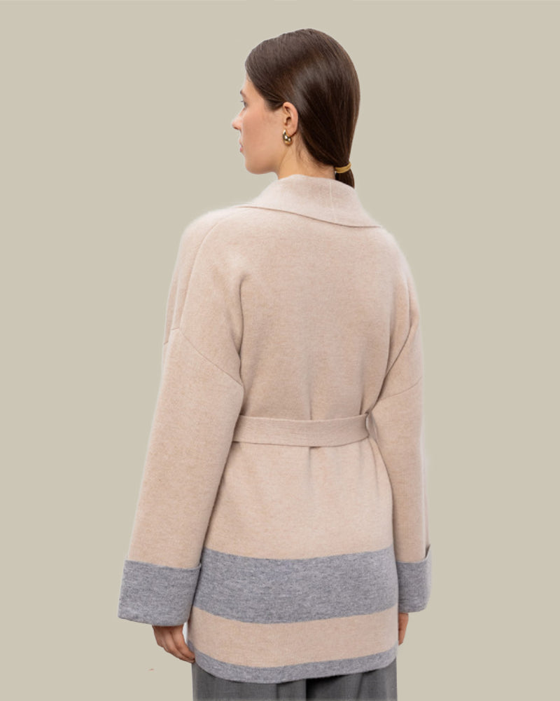 GENTILE Beige Belted Cardigan