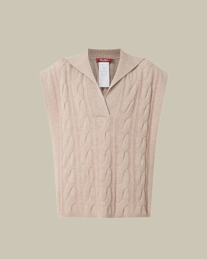 Tirsi Beige Sleeveless Cable Knit