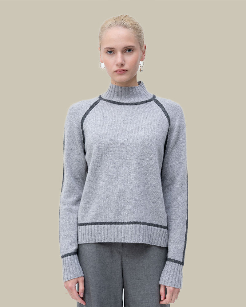 Pescara Grey High Neck Sweater
