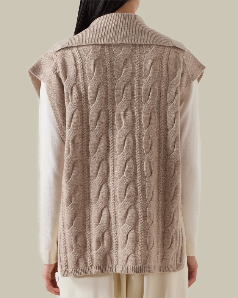Tirsi Beige Sleeveless Cable Knit