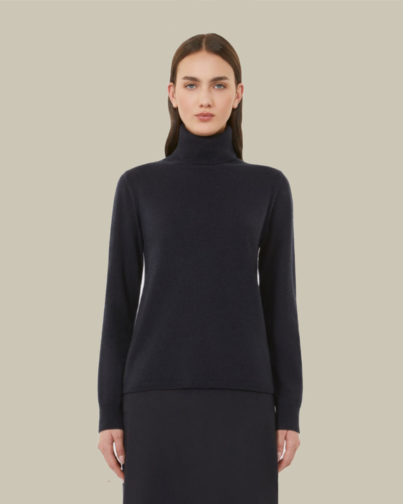 Educata Black Wool & Cashmere Turtleneck