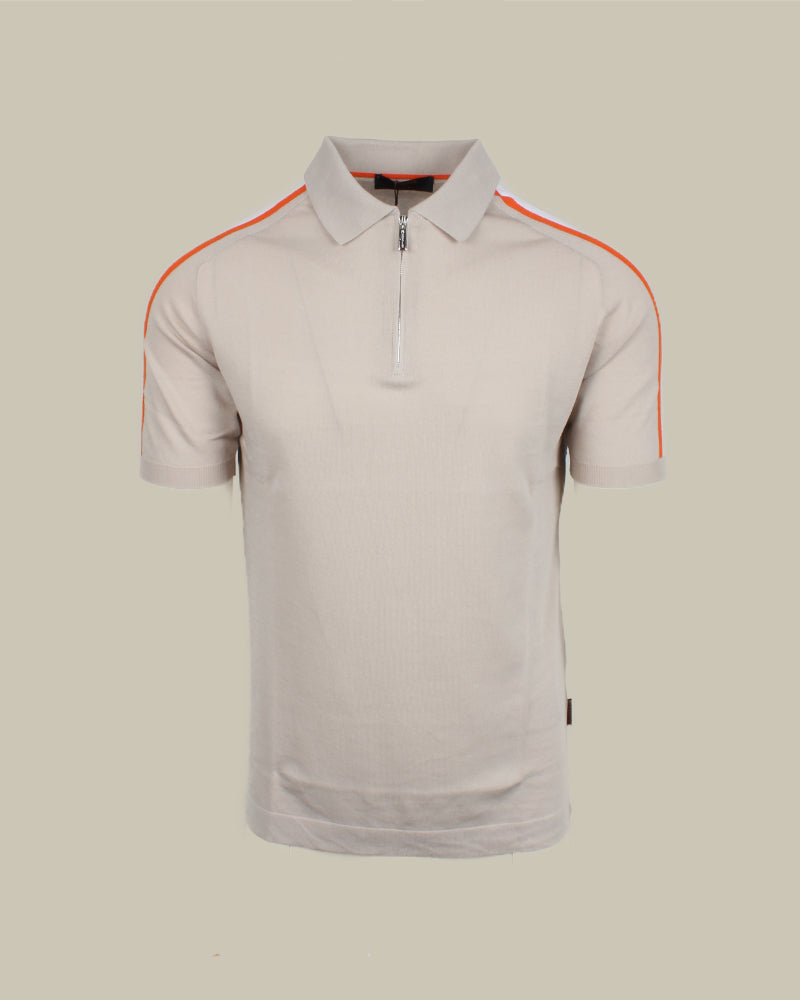 PEBLE Beige Technical Knit Zip Polo