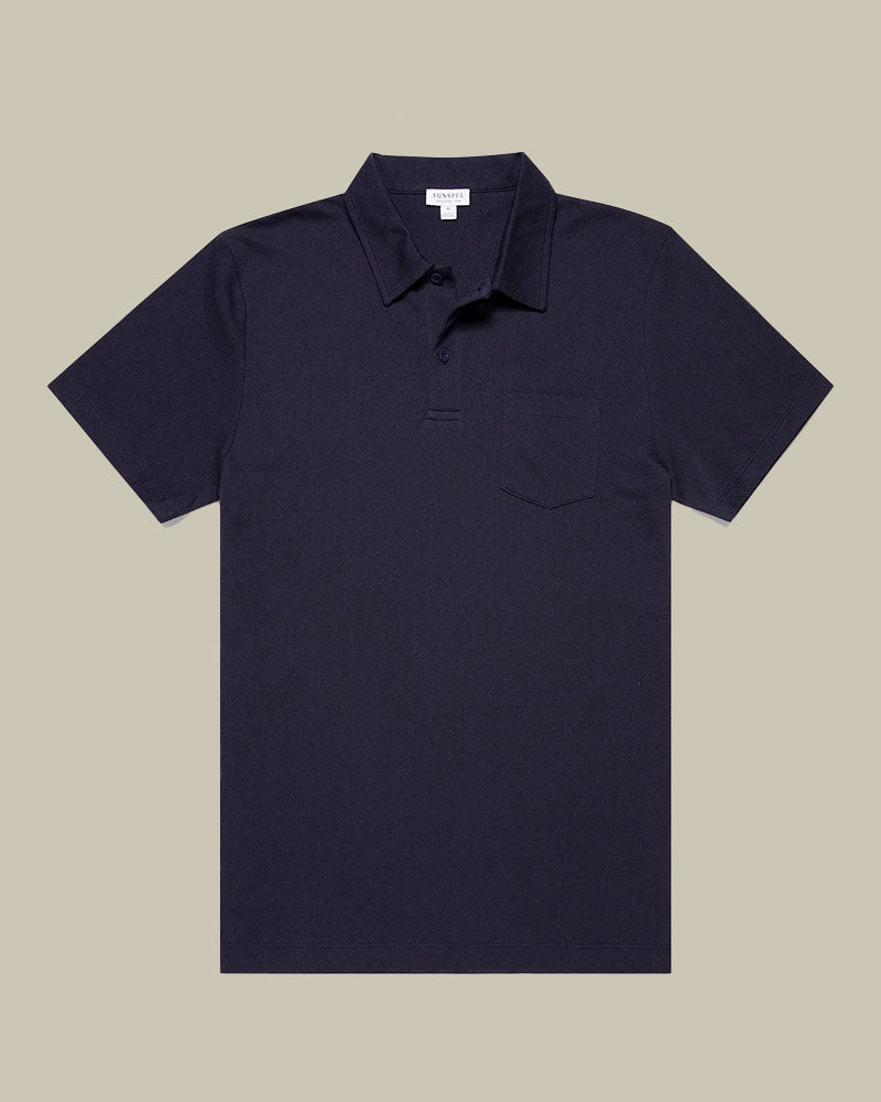 Sunspel Navy Riviera Polo Shirt MAISON 49