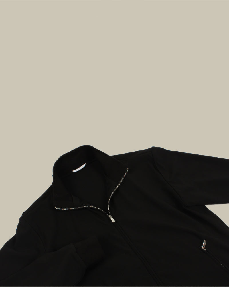 Black Stretch Virgin Wool Funnel Neck Twinset